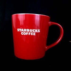 Starbucks 2010 New Bone China Etched Logo Mug 16oz Color Red and White
